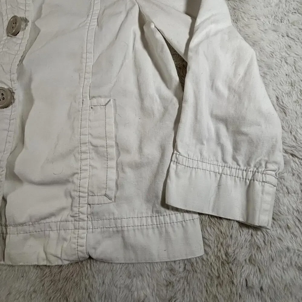 GAP Women’s White Cotton Utility Jacket Button Front Pockets Size Small